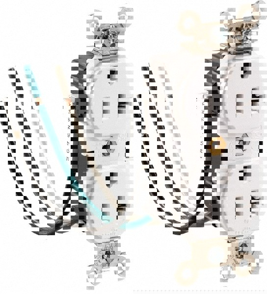 Straight Blade Duplex Receptacle: NEMA 5-20R, 20 Amps, Self-Grounding